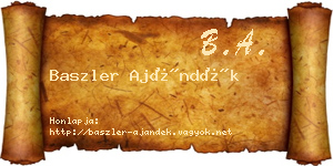 Baszler Ajándék névjegykártya